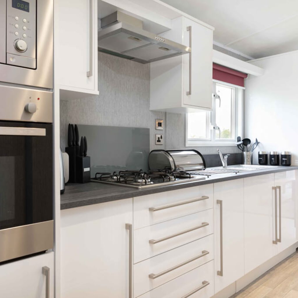 Oakcliff's Osprey Premier Mini Lodge modern kitchen