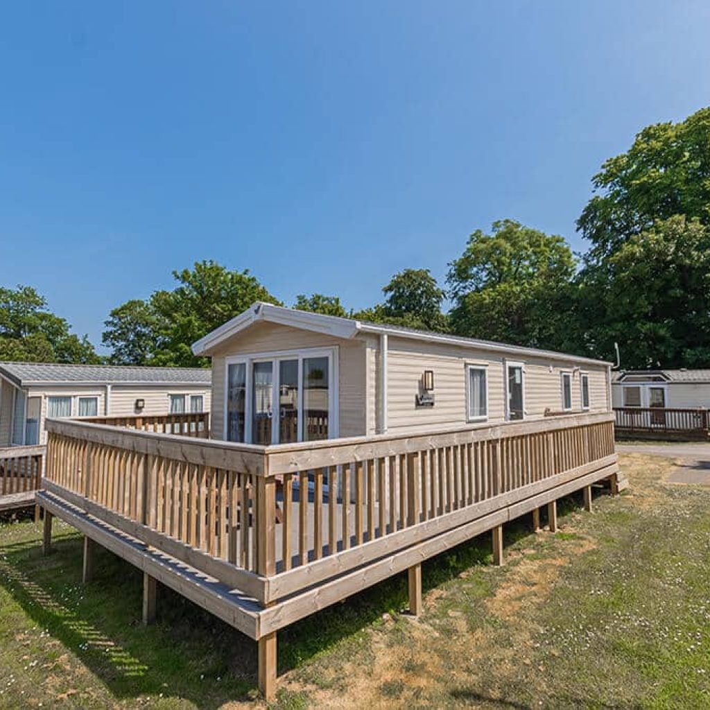 Oakcliff's Wren Plus Caravan exterior on a sunny Devon day